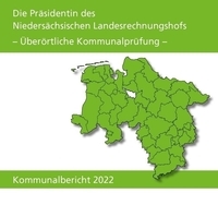 Foto vom Deckblatt des Kommunalberichts 2022 mit Landkarte Niedersachsens und Landkreis-Grenzen